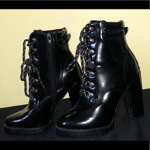 Lace up heeled combat boots